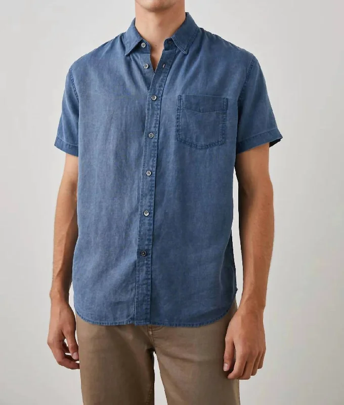 stylish button-up shirts for men -Paros Shirt In Lapis