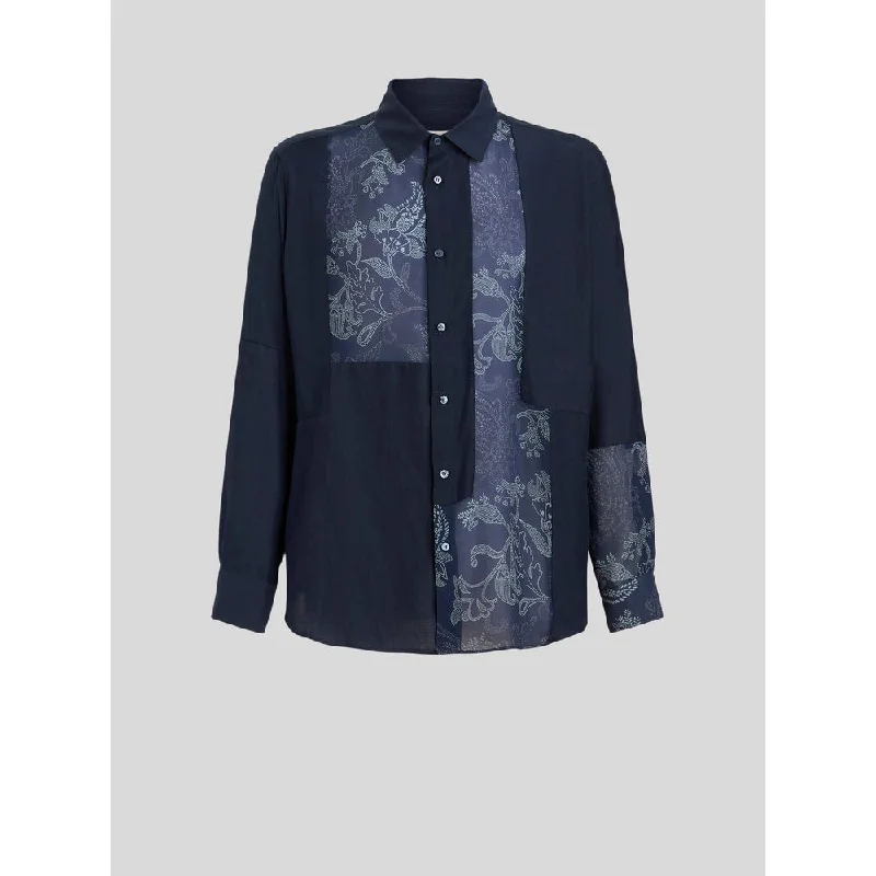 men's casual long-sleeve shirts -Patchwork Shirt