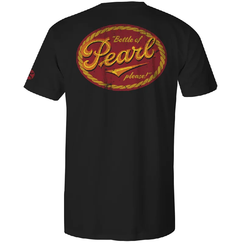 men's white t-shirts -"Pearl" Black w/Red & Yellow T-shirt