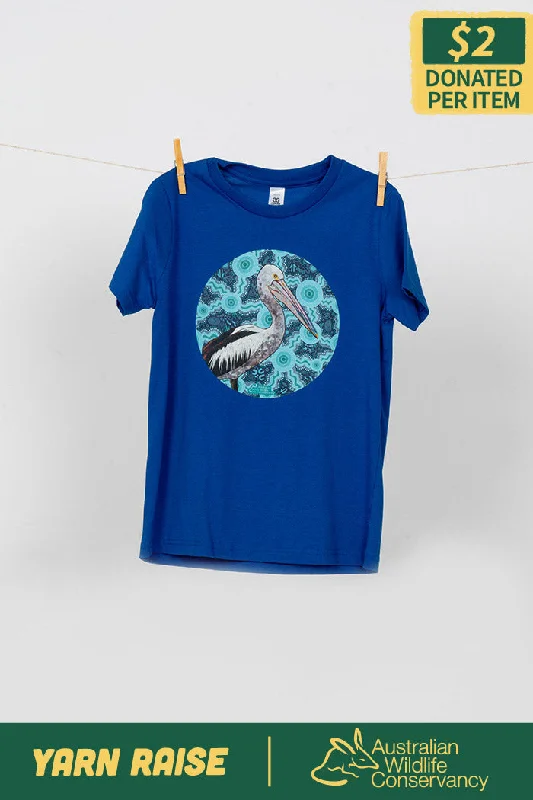 men's streetwear t-shirts -Pelican (Dhalipnha) 'Australian Wildlife Conservancy' Bright Royal Cotton Crew Neck Kids T-Shirt