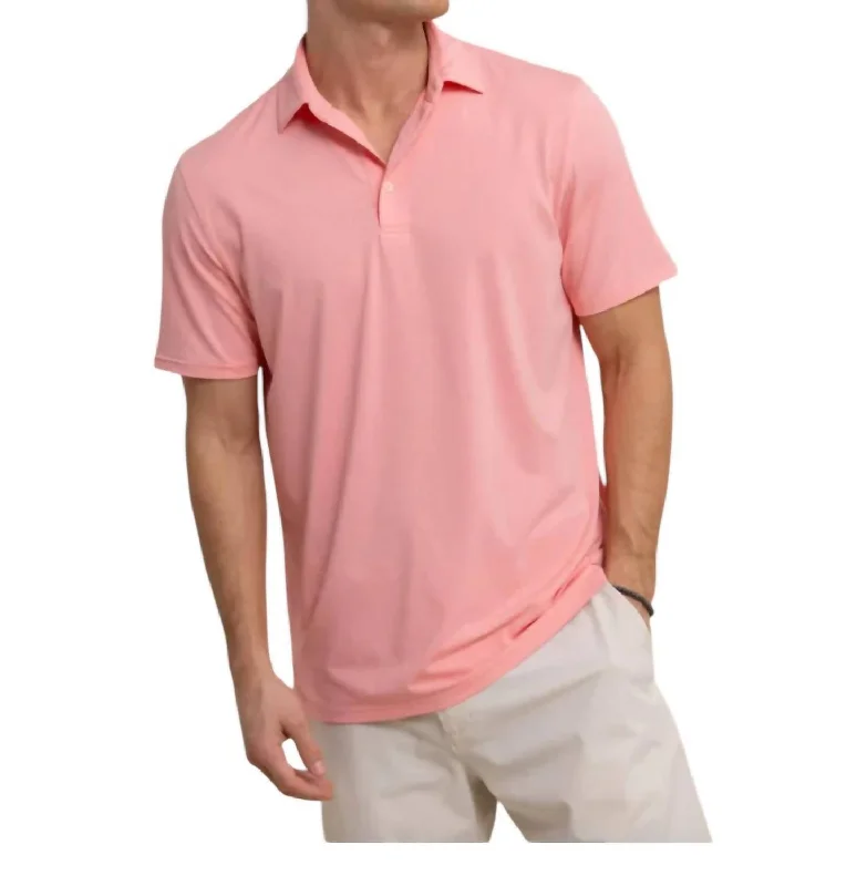 men's polo shirts for formal wear -Performance Polo In Heather Flamingo Pink