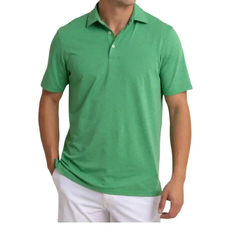 men's athletic polo shirts -Performance Polo In Heather Kelly Green