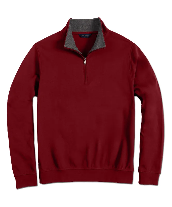 men's business casual shirts -Pima Interlock Zip Mock, Burgundy