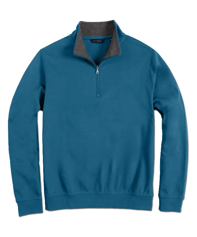 men's classic fit shirts -Pima Interlock Zip Mock, Dark Teal