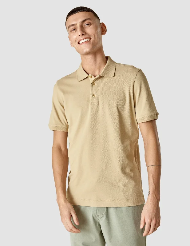 men's performance polo shirts -Piquet Polo Shirt Desert