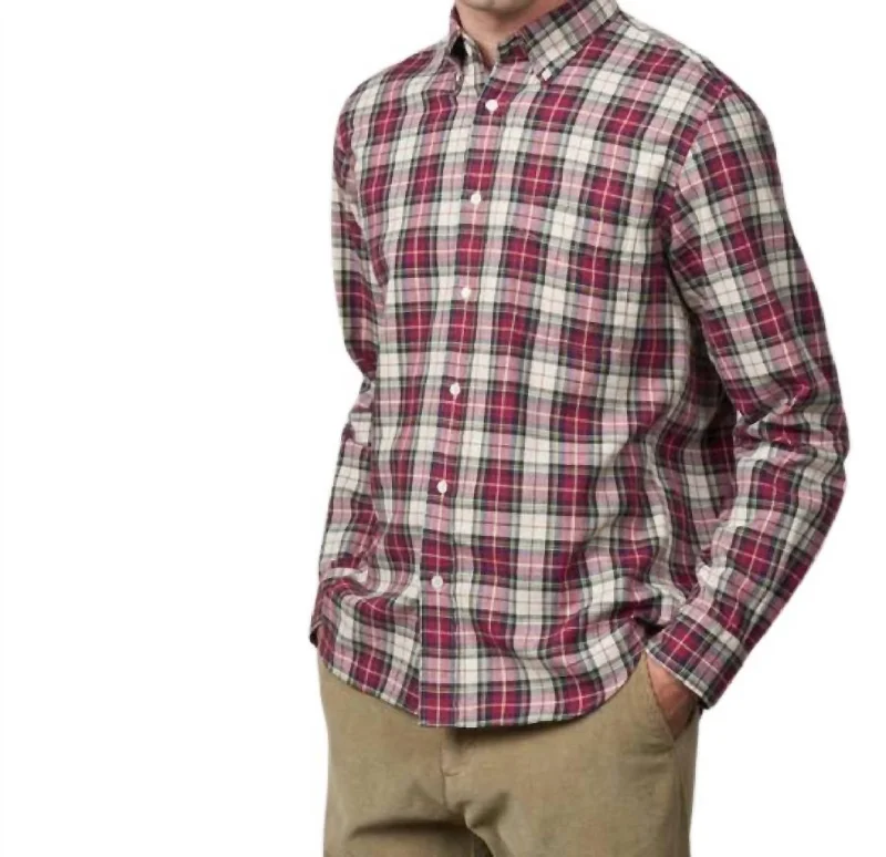 men's fashion shirts -Pitt Flannel Button Down Shirt In Red