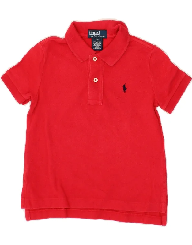 men's durable cotton polo shirts -POLO RALPH LAUREN Baby Boys Polo Shirt 18-24 Months Red Cotton