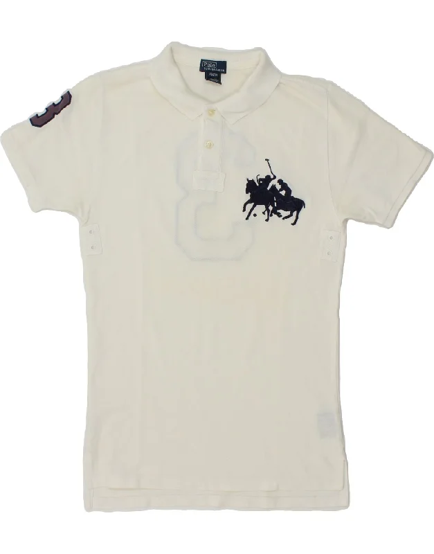 polo shirts with contrasting collars -POLO RALPH LAUREN Boys Graphic Polo Shirt 15-16 Years XL Off White Cotton