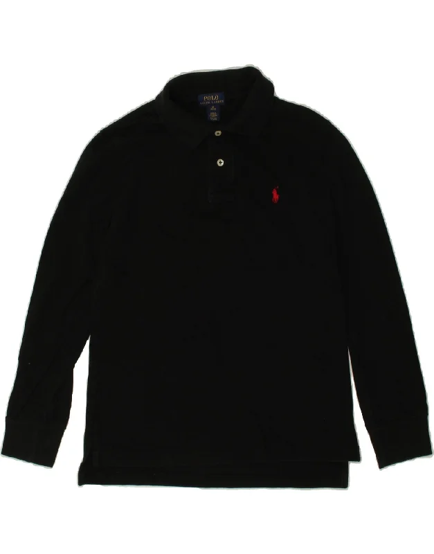 men's short sleeve polo shirts for work -POLO RALPH LAUREN Boys Long Sleeve Polo Shirt 10-11 Years Medium Black