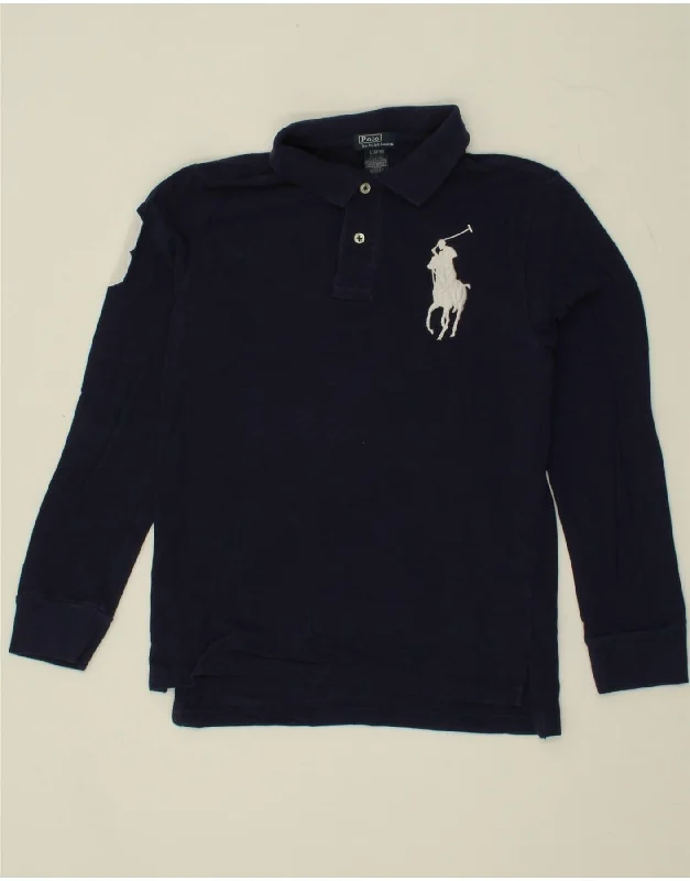 men's lightweight performance polo shirts -POLO RALPH LAUREN Boys Long Sleeve Polo Shirt 14-15 Years Large  Navy Blue