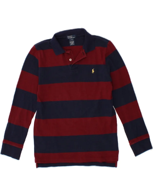 men's golf polo shirts with collars -POLO RALPH LAUREN Boys Long Sleeve Polo Shirt 14-15 Years Large Navy Blue