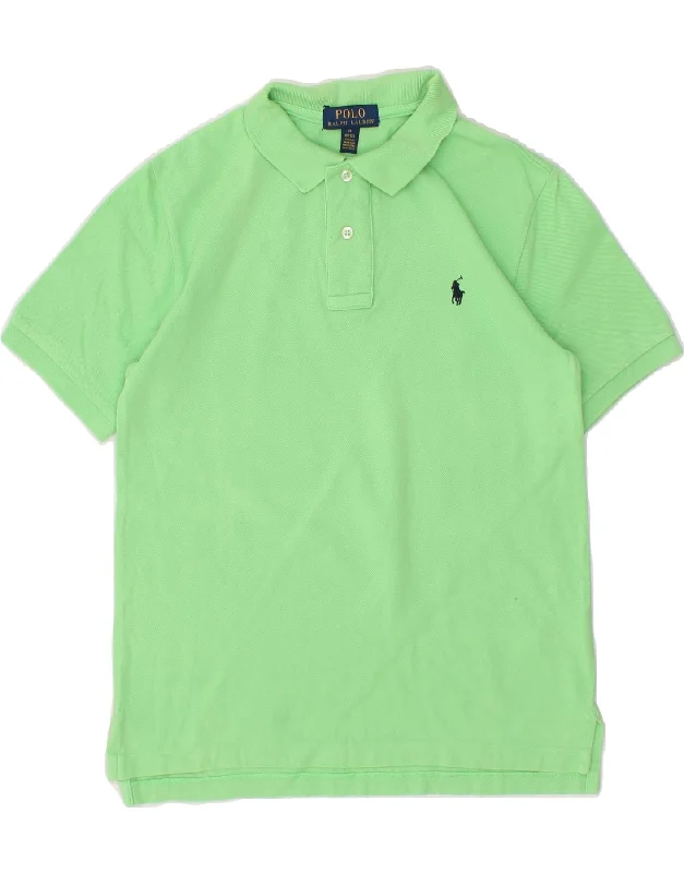 men's pique polo shirts with logos -POLO RALPH LAUREN Boys Polo Shirt 10-11 Years Medium Green Cotton