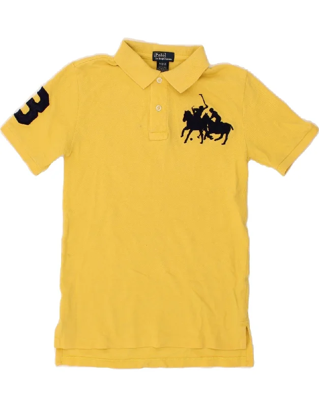 men's designer casual polo shirts -POLO RALPH LAUREN Boys Polo Shirt 10-11 Years Medium Yellow Cotton