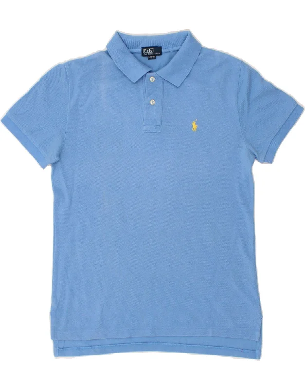 luxury embroidered polo shirts -POLO RALPH LAUREN Boys Polo Shirt 14-15 Years Large  Blue Cotton