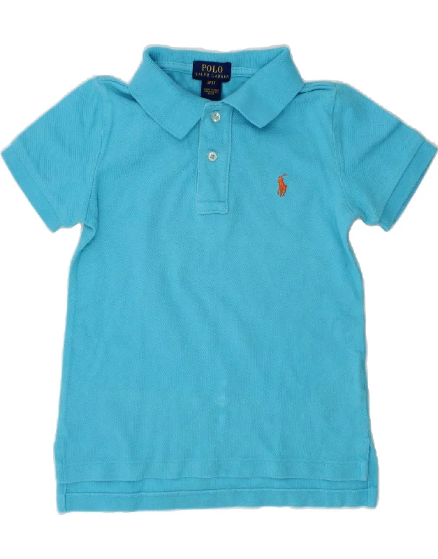 men's casual fit polo shirts -POLO RALPH LAUREN Boys Polo Shirt 2-3 Years Blue Cotton