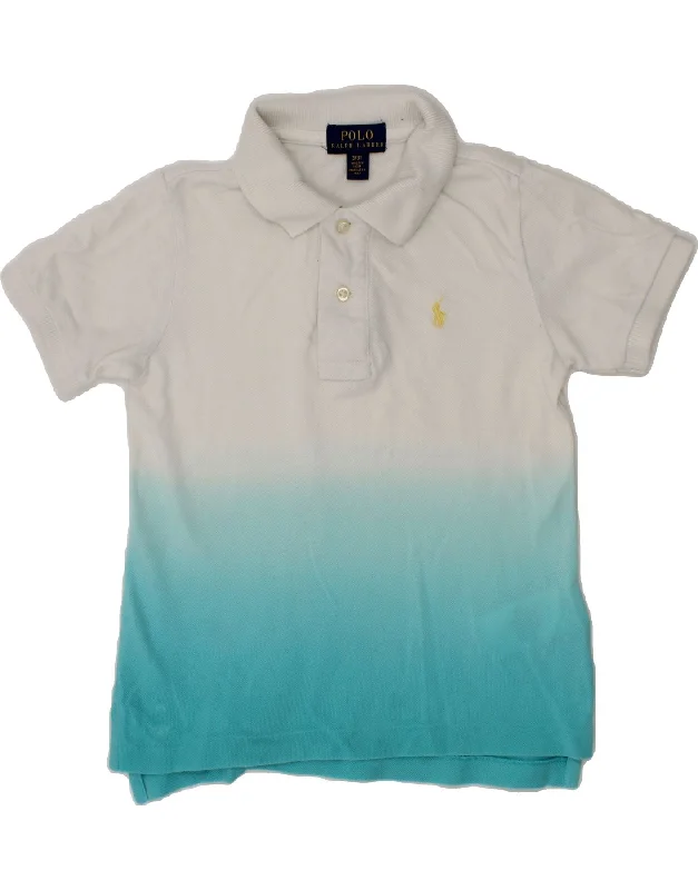 men's polo shirts with designs -POLO RALPH LAUREN Boys Polo Shirt 2-3 Years Turquoise Colourblock Cotton