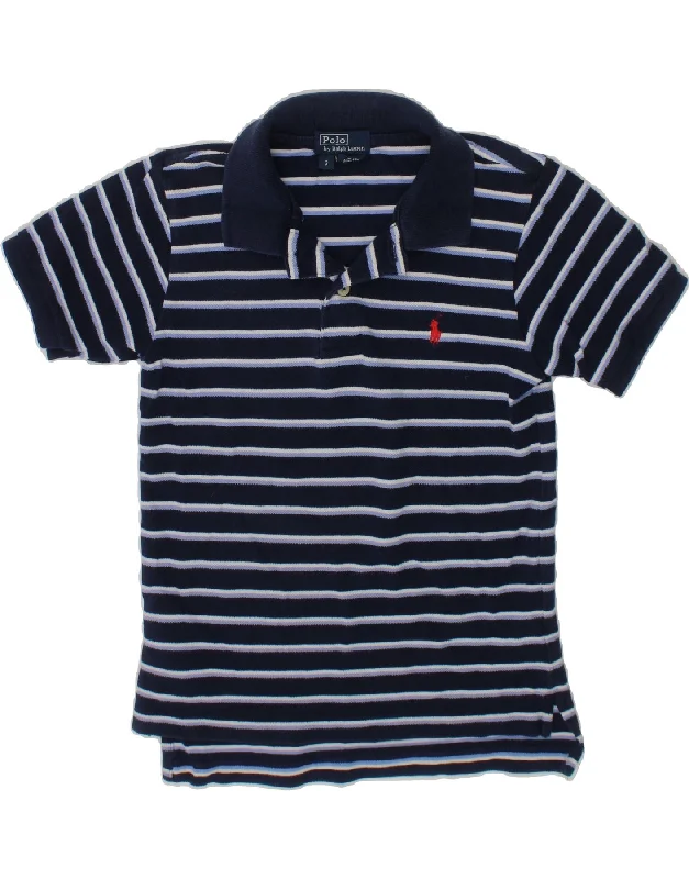 men's polo shirts with designs -POLO RALPH LAUREN Boys Polo Shirt 5-6 Years Navy Blue Striped Cotton