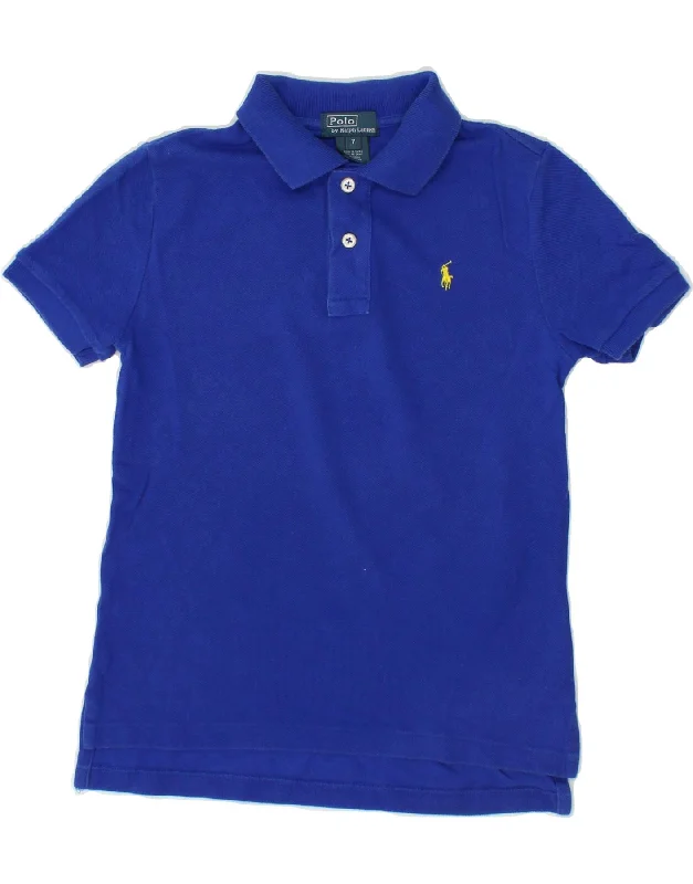 men's lightweight performance polo shirts -POLO RALPH LAUREN Boys Polo Shirt 6-7 Years Blue Cotton