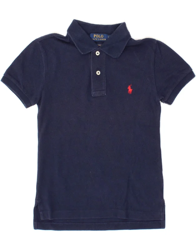 comfortable casual polo shirts for men -POLO RALPH LAUREN Boys Polo Shirt 7-8 Years Small Navy Blue Cotton