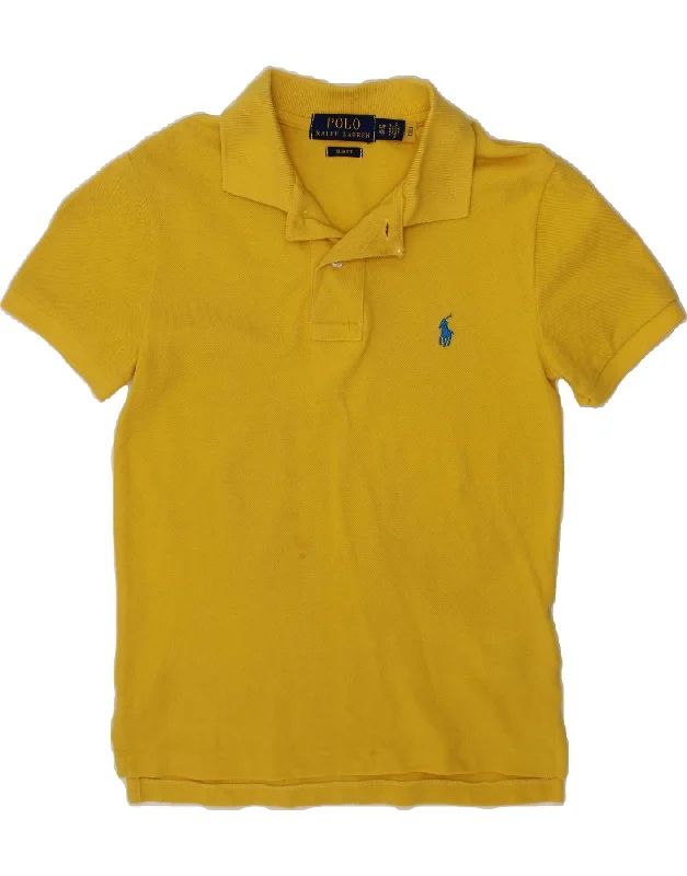 vibrant long sleeve polo shirts -POLO RALPH LAUREN Boys Slim Fit Polo Shirt 7-8 Years Small  Yellow Cotton