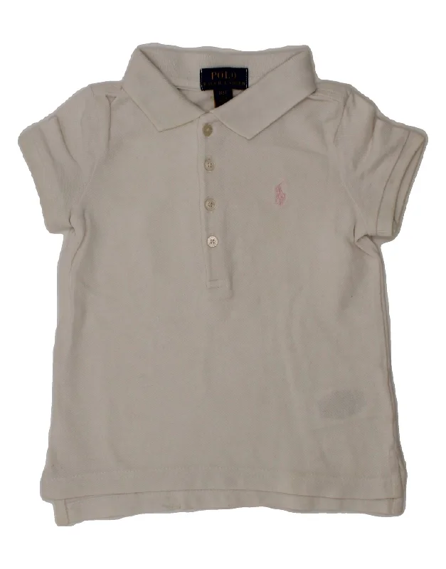 men's stylish cotton polo shirts -POLO RALPH LAUREN Girls Polo Shirt 2-3 Years White Cotton