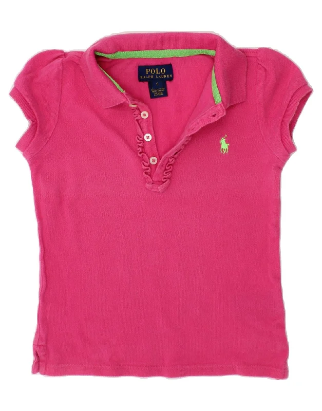 men's luxury polo shirts -POLO RALPH LAUREN Girls Polo Shirt 4-5 Years Pink Cotton