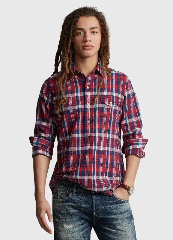 men's breathable cotton shirts -Polo Ralph Lauren Shirt Men's Multi Cotton Plaid Classic Fit Button Down KLSS110