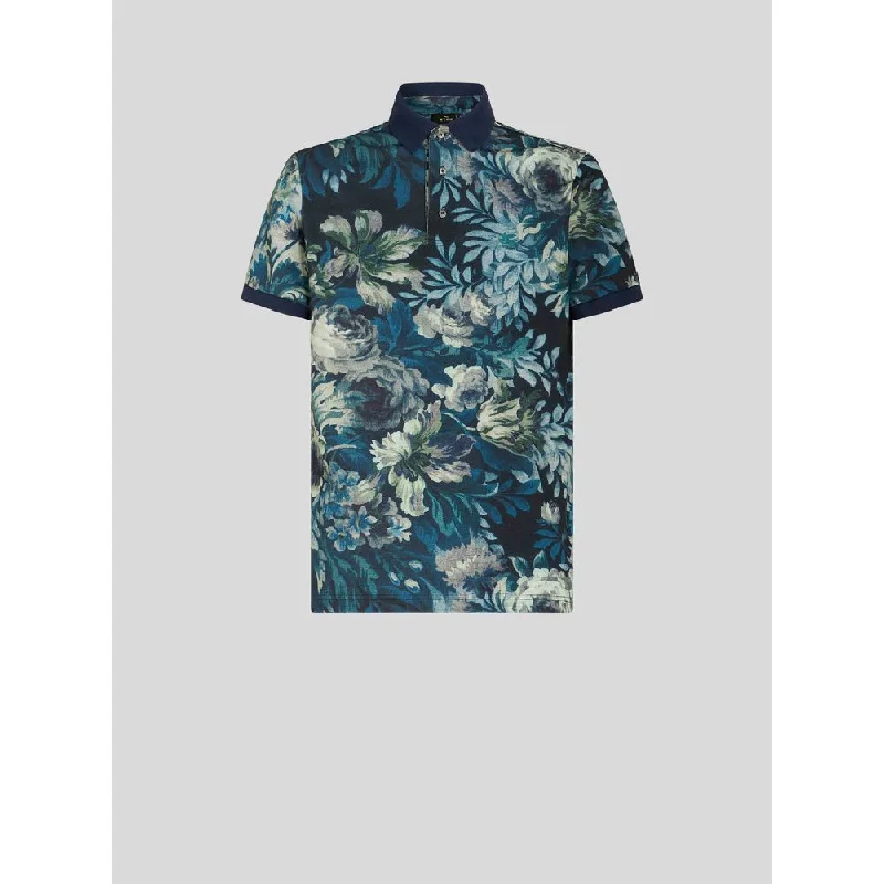 men's athletic fit polo shirts -POLO SHIRT WITH FLORAL PRINT