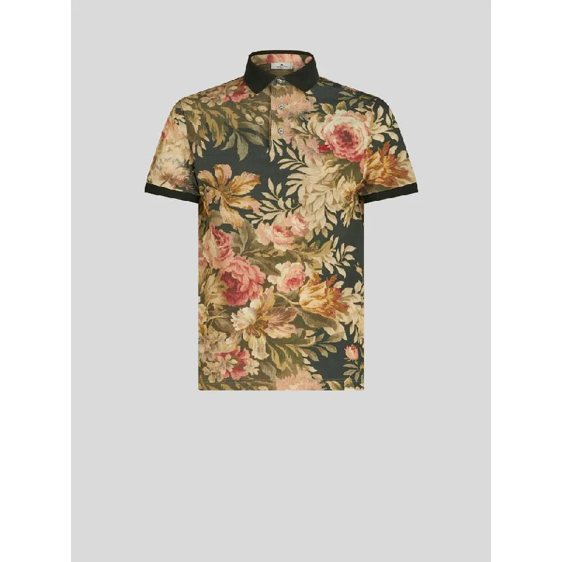 stylish long sleeve polo shirts -POLO SHIRT WITH FLORAL PRINT