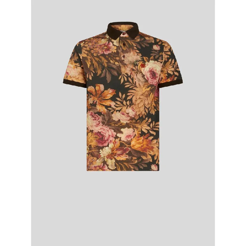 men's casual wear polo shirts -POLO SHIRT WITH FLORAL PRINT