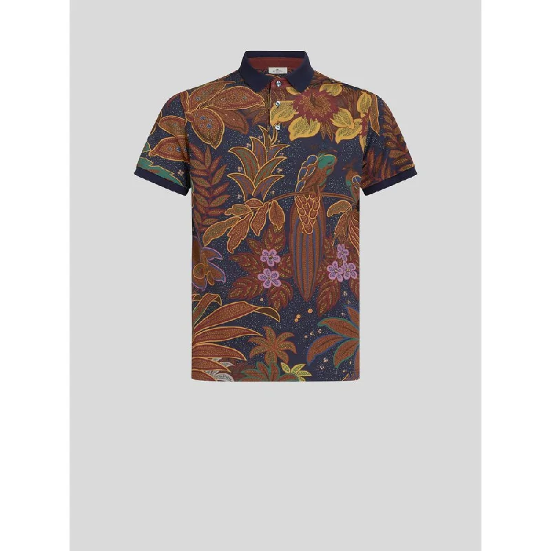 slim fit pique polo shirts for men -POLO SHIRT WITH PEACOCK PRINT