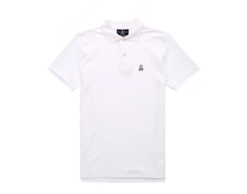 casual street t-shirts for men -Psycho Bunny Classic Polo White Men's Shirt B6K001ARPC-WHT