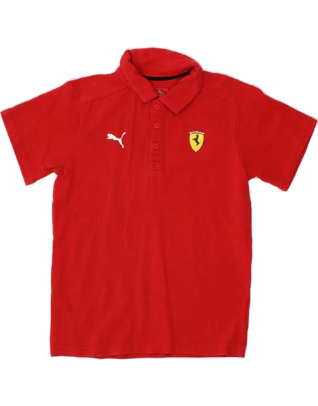 men's pique polo shirts -PUMA Boys Polo Shirt 11-12 Years Large  Red Cotton