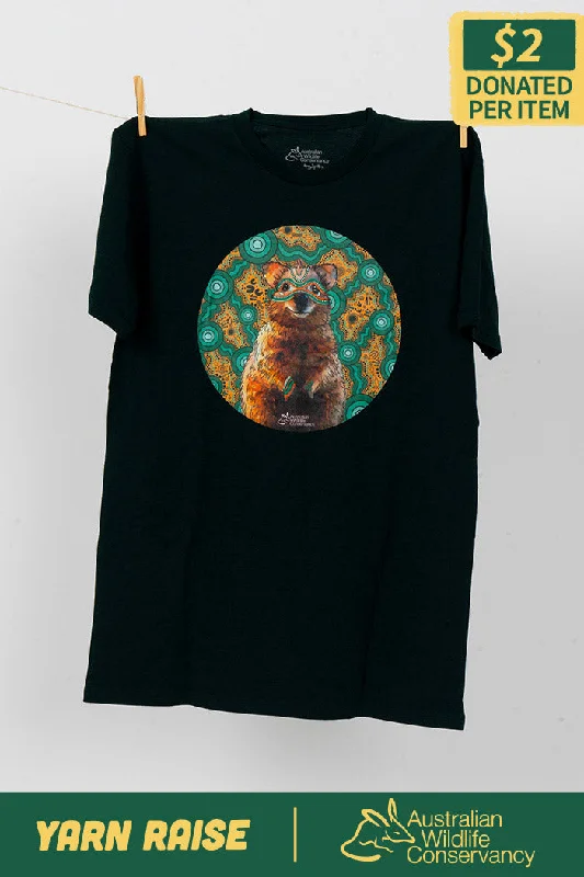 trendy graphic t-shirts -Quokka 'Australian Wildlife Conservancy' Pine Green Cotton Crew Neck Unisex T-Shirt