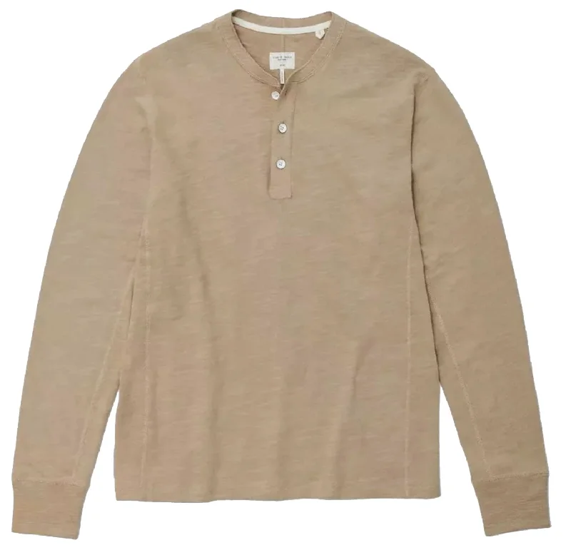 men's fashion t-shirts -Rag & Bone Classic Henley Taupe