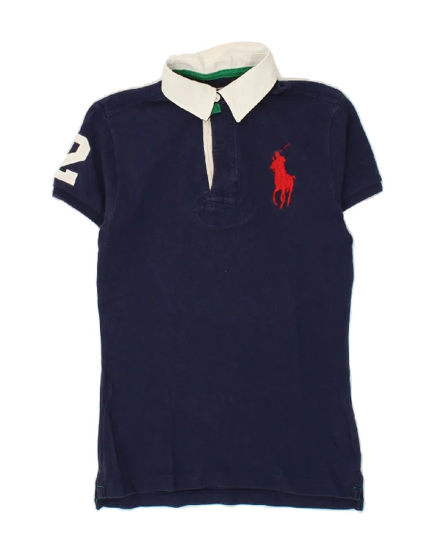 stylish striped polo shirts for men -RALPH LAUREN Boys Graphic Polo Shirt 12-13 Years Medium Navy Blue