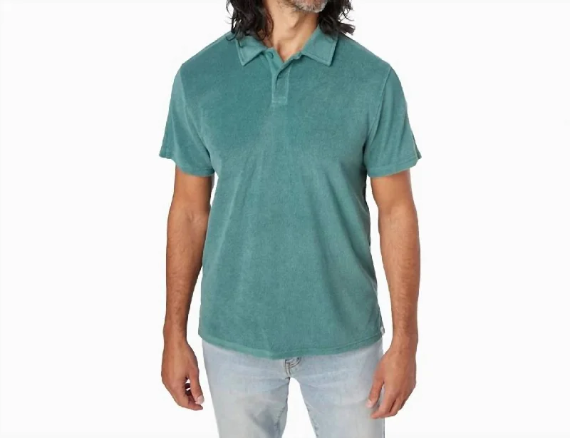 men's basic polo shirts -Ravello Terry Polo Shirt In Seapine Green