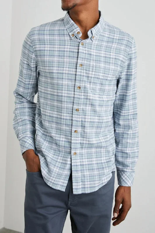 men's high-quality shirts -Reid Shirt In Sage Glass White