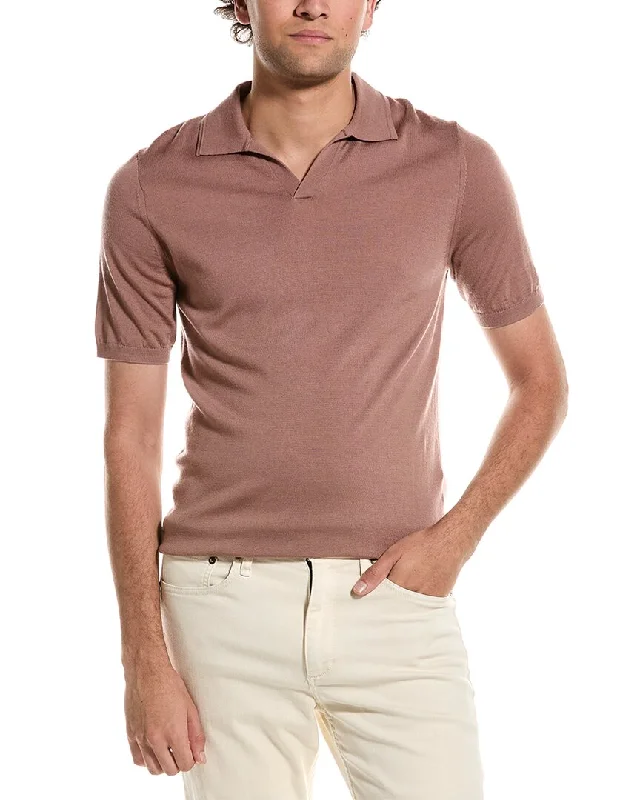 men's sports polo shirts for men -Reiss Duchie Merino Wool Open Collar Polo Shirt