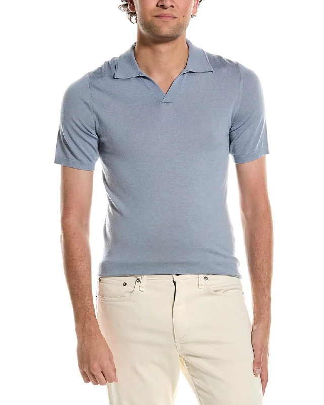 men's golf polo shirts -Reiss Duchie Merino Wool Open Collar Polo Shirt