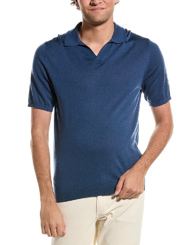 premium fit polo shirts for men -Reiss Duchie Merino Wool Open Collar Polo Shirt