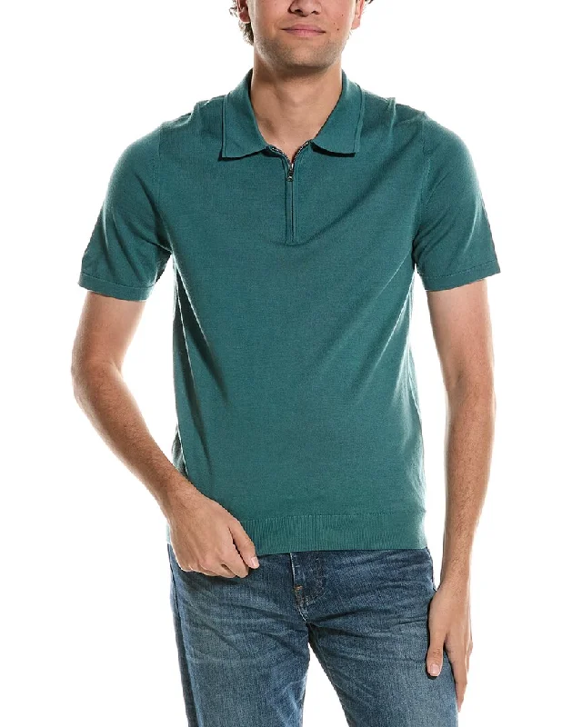 men's slim-fit polo shirts -Reiss Maxwell Merino Wool 1/2-Zip Polo Shirt