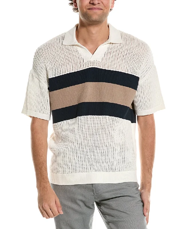 modern fit polo shirts for men -Reiss Rodeo Ché Crochet Open Collar Polo Shirt