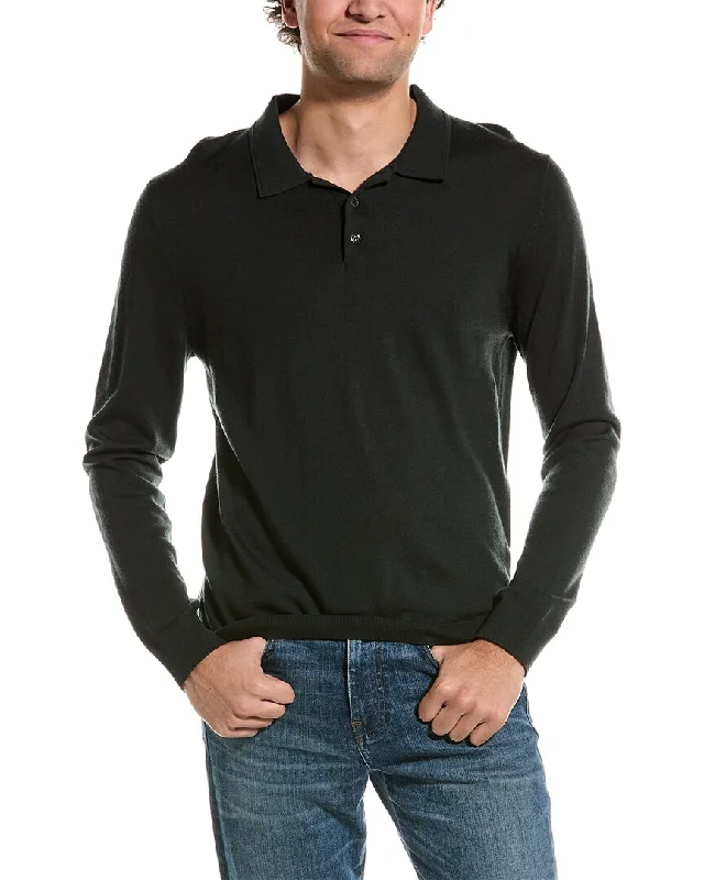 men's long-sleeve polo shirts -Reiss Trafford Merino Wool Polo Shirt