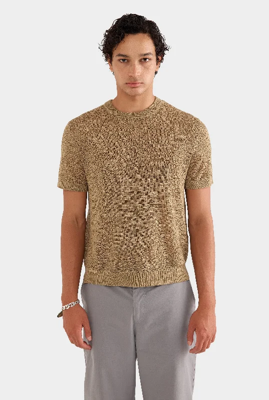 men's long sleeve t-shirts -Relaxed Tencel Knitted T-Shirt - Olive