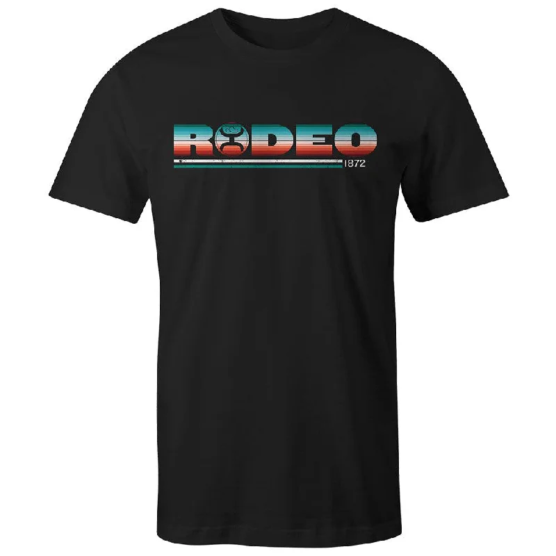 men's graphic print t-shirts -"Rodeo" Black T-shirt w/Serape