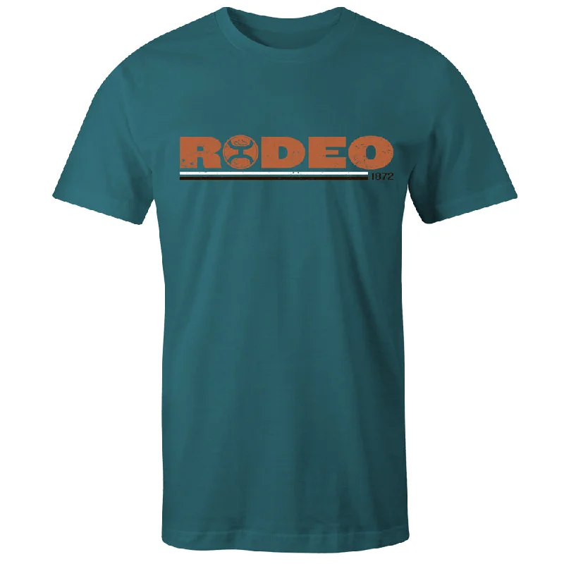 comfortable graphic tees for men -"Rodeo" Teal Heather w/ Orange T-shirt