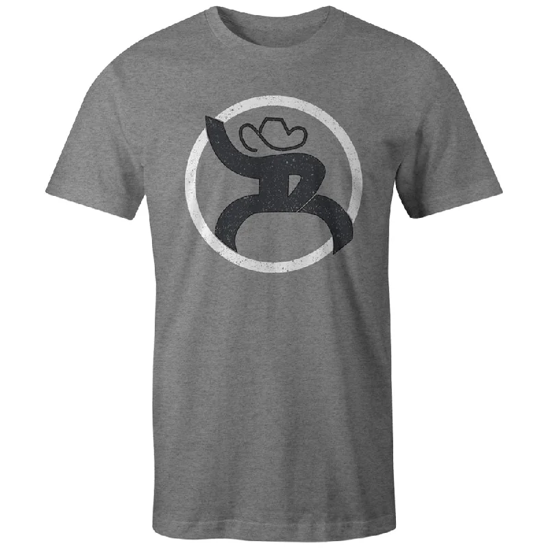 slim-fit cotton t-shirts -"Roughy 2.0" Grey w/White/Charcoal Logo T-shirt