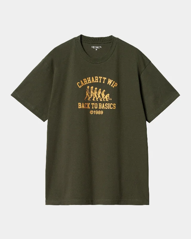 cool vintage t-shirts for men -Basics T-Shirt | Office Green / Winter Spice