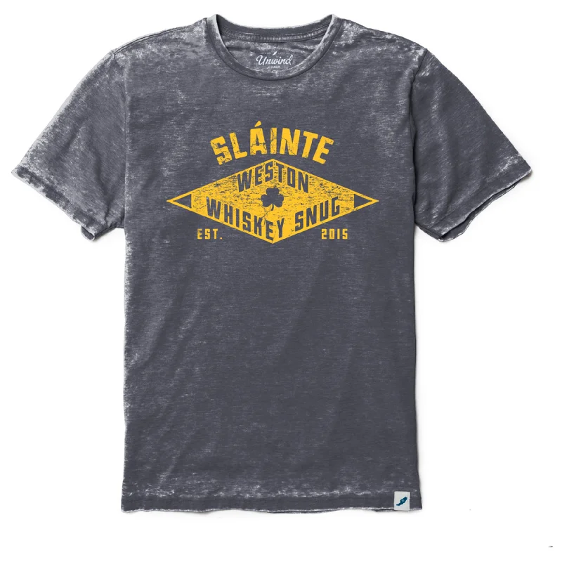 men's bold graphic tees -Slainte Whiskey Snug Burnout Crewneck T-Shirt